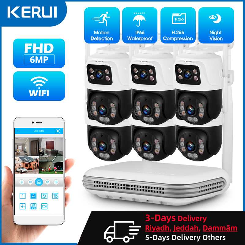 Home Security Monitoring Service - KERUI Waterproof 6MP HD Wireless Dual