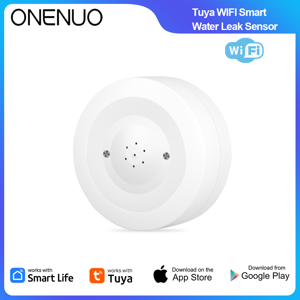 Home Security With Monitoring - ONENUO WiFi Tuya Water Leak Sensor