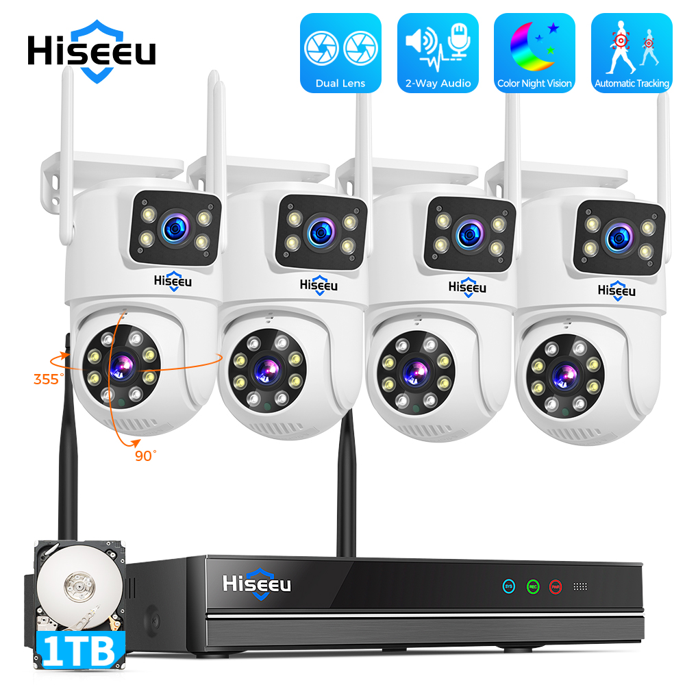 Home Security With Monitoring - Hiseeu 6MP WiFi Dual Lens Camera