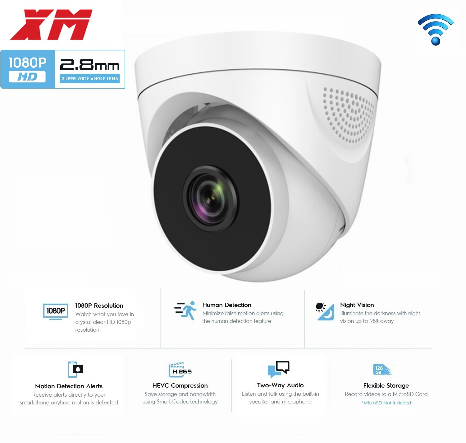 Home Security Video Systems - 1080P WiFi Security Camera 2MP Dome