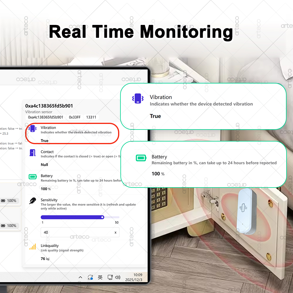 ZigBee Smart Vibration Sensor  - đánh giá và giá Home Security With Monitoring