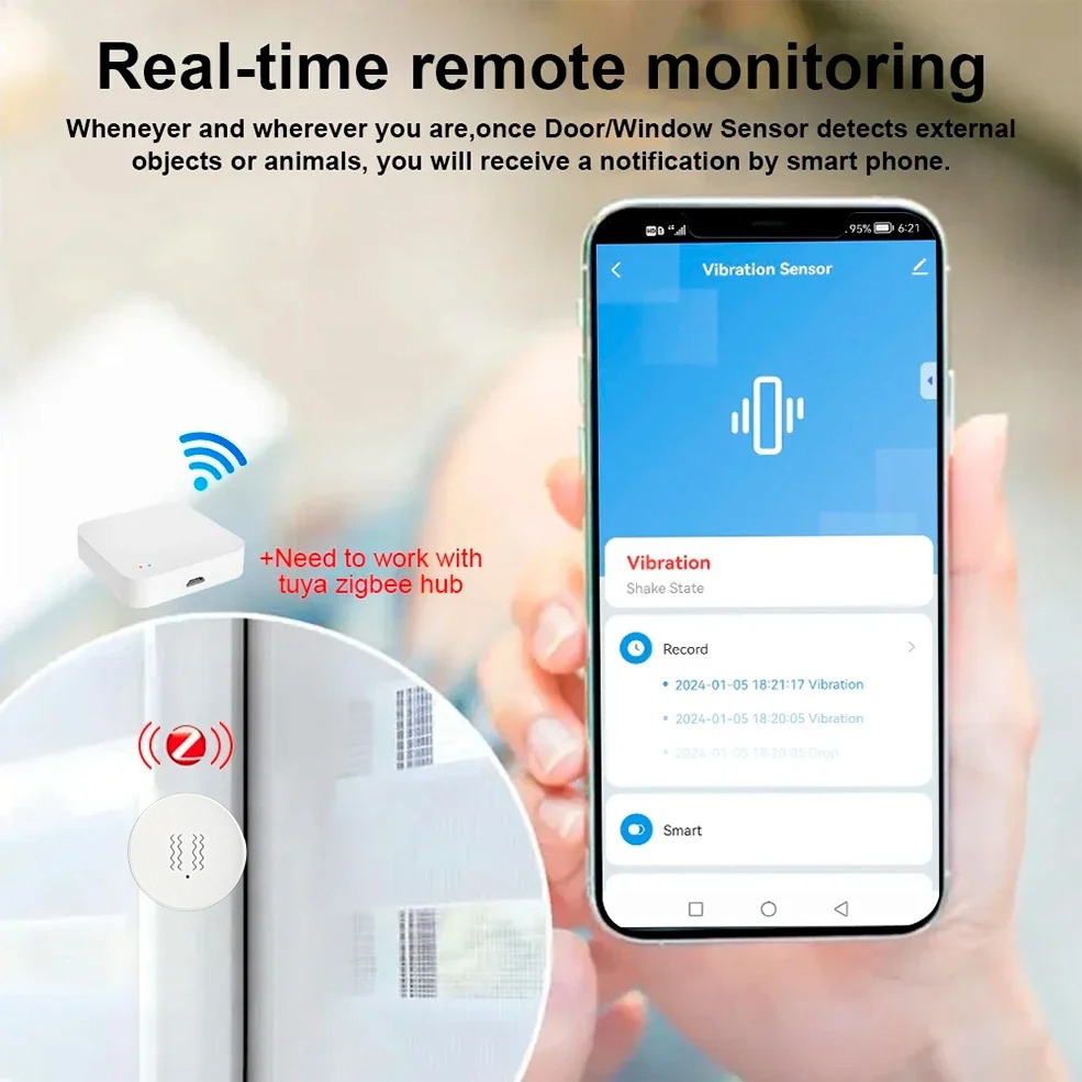 Tuya ZigBee Smart Vibration &  - đánh giá và giá Home Security With Monitoring